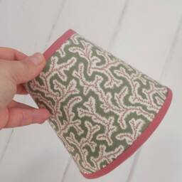 Dulcie Classic Green Sanderson Candle Clip Lampshade With Pink Trim - thumbnail 2