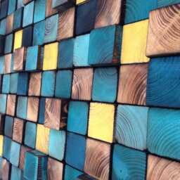 Reclaimed Pine Wood Wall Art - Blue, Yellow, & Turquoise Decor - thumbnail 4
