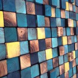 Reclaimed Pine Wood Wall Art - Blue, Yellow, & Turquoise Decor - thumbnail 2