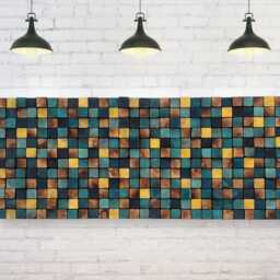 Reclaimed Pine Wood Wall Art - Blue, Yellow, & Turquoise Decor - thumbnail 3
