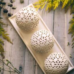 Hand Carved Ceramic Tea Light Holder Pottery Candle Lantern - thumbnail 3