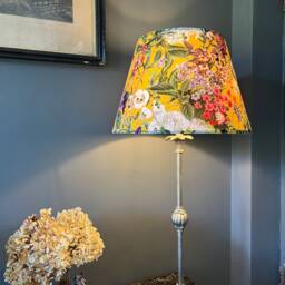Yellow Flowers Velvet Empire Lampshade, Summer Garden Shade - thumbnail 3