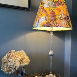Yellow Flowers Velvet Empire Lampshade, Summer Garden Shade - thumbnail 2