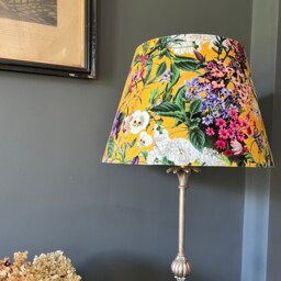 Yellow Flowers Velvet Empire Lampshade, Summer Garden Shade - thumbnail 1