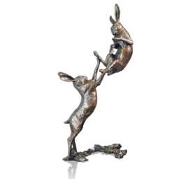 Hares - Boxing Bronze Sculpture - Large