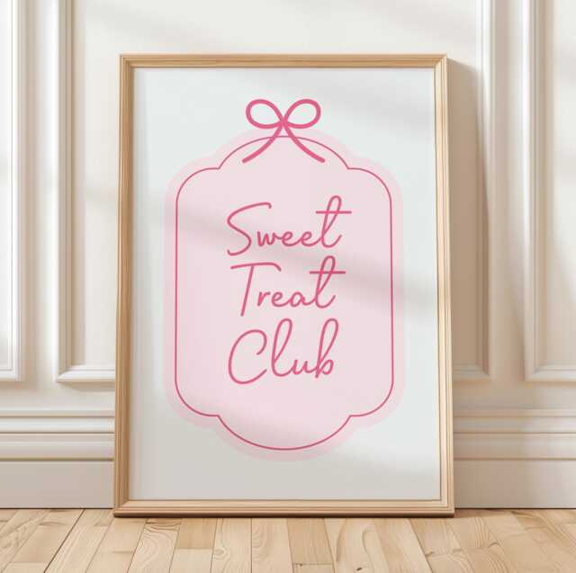 Sweet Treat Club Pink Poster Girly Bakery Kitchen Art Print - image 1
