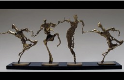 Family Dancers Bronze Modern Figurine Sculptures Art Deco Signed New Statues - thumbnail 1
