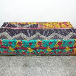 Handmade Kantha Quilt Floral Indian Cotton Twin Bedspread - thumbnail 3
