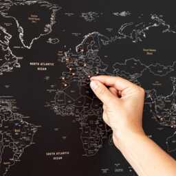 Mini World Map Push Pin Canvas, Framed Travel Tracker Board To Mark Places Visited, Minimalist Small Show Where You've Been - thumbnail 2