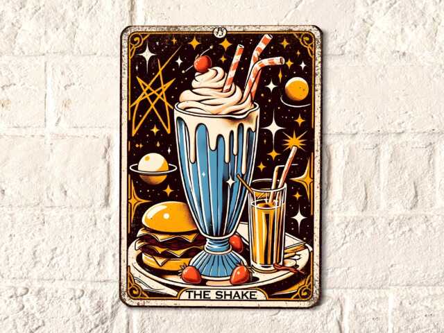 Milkshake Tarot Card Tin Sign Retro Diner Wall Art - image 1
