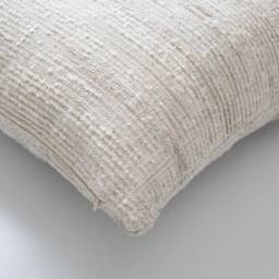 Neutral Textured Handwoven Pillow Cover Beige & White Fabric - thumbnail 2