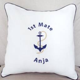 Anchor Pillow Cover Embroidered Boat Decor Beach House Nautical Decor Gift Coastal Seaside Sailing - thumbnail 2