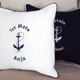 Anchor Pillow Cover Embroidered Boat Decor Beach House Nautical Decor Gift Coastal Seaside Sailing - thumbnail 3