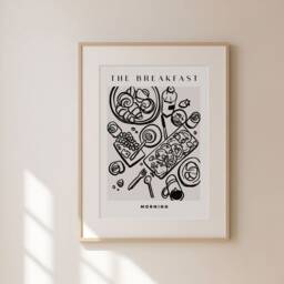 Trendy Breakfast Poster, Ink Bleed Style, Print, Wall Art, Restaurant Kitchen Poster Cafe Decor, Unframed - thumbnail 2