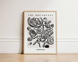 Trendy Breakfast Poster, Ink Bleed Style, Print, Wall Art, Restaurant Kitchen Poster Cafe Decor, Unframed - thumbnail 1