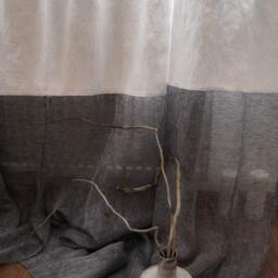 Scandinavian White Window Curtain, Tyvek & Linen Panel - thumbnail 3