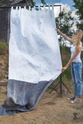 Scandinavian White Window Curtain, Tyvek & Linen Panel - thumbnail 1