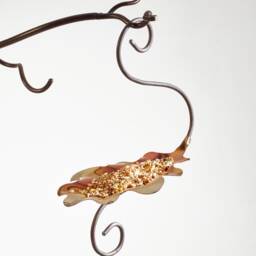 Oak Leaf Bird Feeder in Patinated Stainless Steel - thumbnail 2