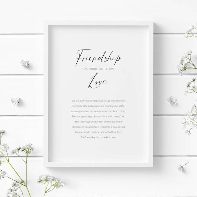 Friendship Has Turned Into Love Print - Far From The Madding Crowd Wall Art Romantic Wedding Gift Marriage Reading Unframed - image 1