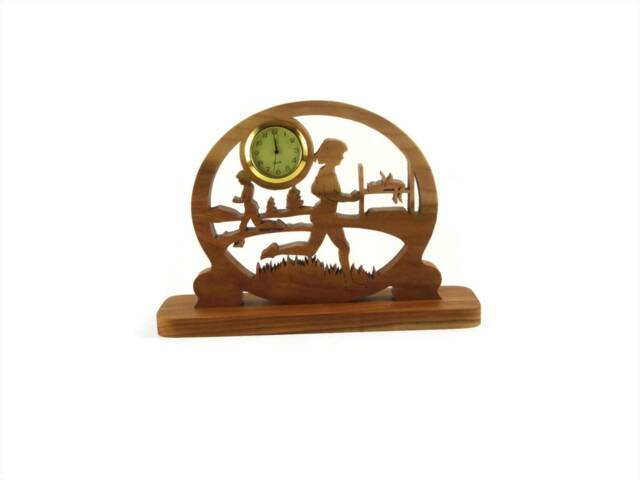 Cross Country Runner Fitness Clock Handmade From Cherry Wood By Kevskrafts Nfb-1 - image 1