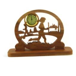 Cross Country Runner Fitness Clock Handmade From Cherry Wood By Kevskrafts Nfb-1 - thumbnail 2