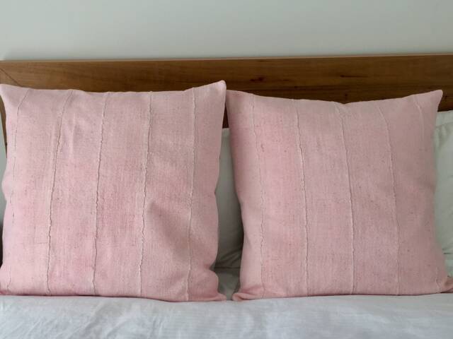 "Euro Size Pale Pink Authentic African Mud Cloth Pillow Sham Cushion Cover 64cmx64cm - 25""x25" - image 1