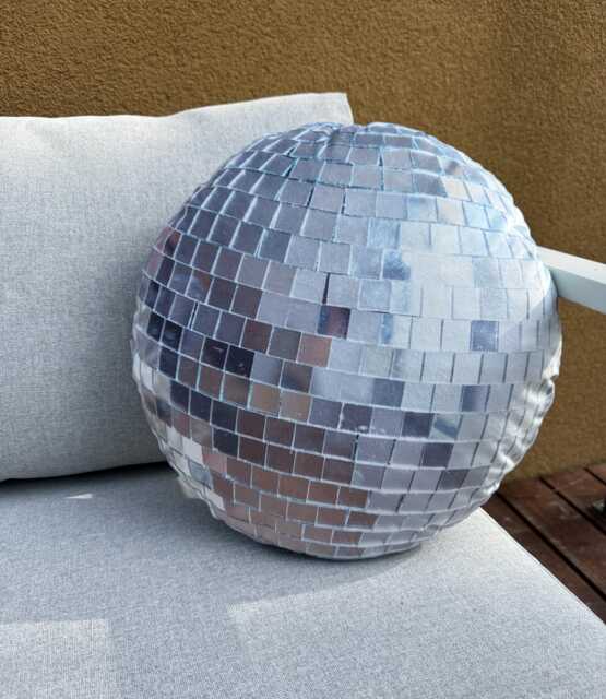 Disco Ball Pillow Silver Velour Cushion, Retro Party Decor, 90S Style Decor, Party Decoration, Fun Gift For Birthday - image 1