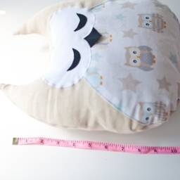 Toddler Pillow Organic Girl Room Bedding Nursery Gender Neutral Owl Head Cozy Stuffed Animal Nursery Linen Throw Ruffle - thumbnail 3