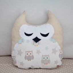 Toddler Pillow Organic Girl Room Bedding Nursery Gender Neutral Owl Head Cozy Stuffed Animal Nursery Linen Throw Ruffle - thumbnail 4