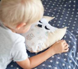 Toddler Pillow Organic Girl Room Bedding Nursery Gender Neutral Owl Head Cozy Stuffed Animal Nursery Linen Throw Ruffle - thumbnail 1