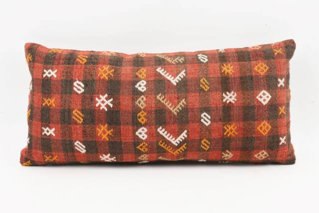 Kilim Lumbar Pillow Cover Turkish Bohemian Cushion - 12x24 - image 1