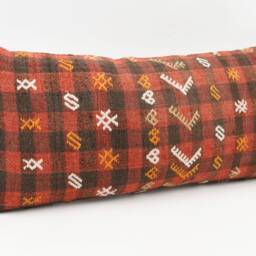 Kilim Lumbar Pillow Cover Turkish Bohemian Cushion - 12x24 - thumbnail 3