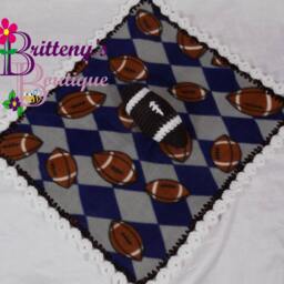 Baby Lovey/Crochet Plush Football Fleece Security Blanket Snuggle Shower Gift - thumbnail 2
