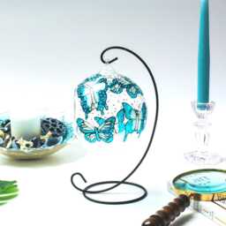 Hand Painted Butterfly Glass Ornament Candle Holder With Stand - thumbnail 2
