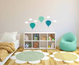 Hot Air Balloons & Clouds Kids Room - Wall Decal Custom Vinyl Art Stickers - thumbnail 1