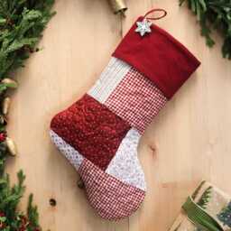 Personalized Quilted Christmas Stocking, Patchwork Design, Farmhouse Style Decor - thumbnail 3