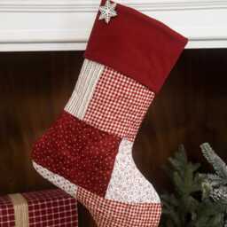 Personalized Quilted Christmas Stocking, Patchwork Design, Farmhouse Style Decor - thumbnail 4