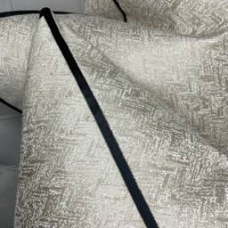 Cream Gold Herringbone Cushion Cover Luxury Textured Pillow Case With Black Velvet Piping - thumbnail 4
