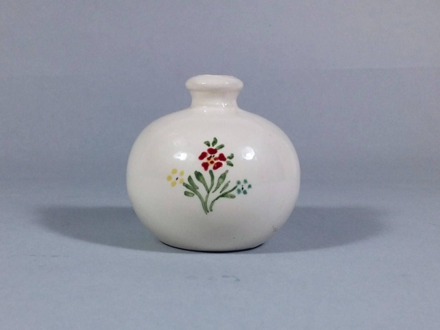 Miniature Ceramic Vase, Small White Bud Home Decor Round Gift For Her Single Flower Under 20, Floral Red - image 1