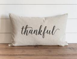 Thankful 16 X 26 Pillow Cover // Fall Autumn Thanksgiving Throw Gift For Her Accent - thumbnail 1