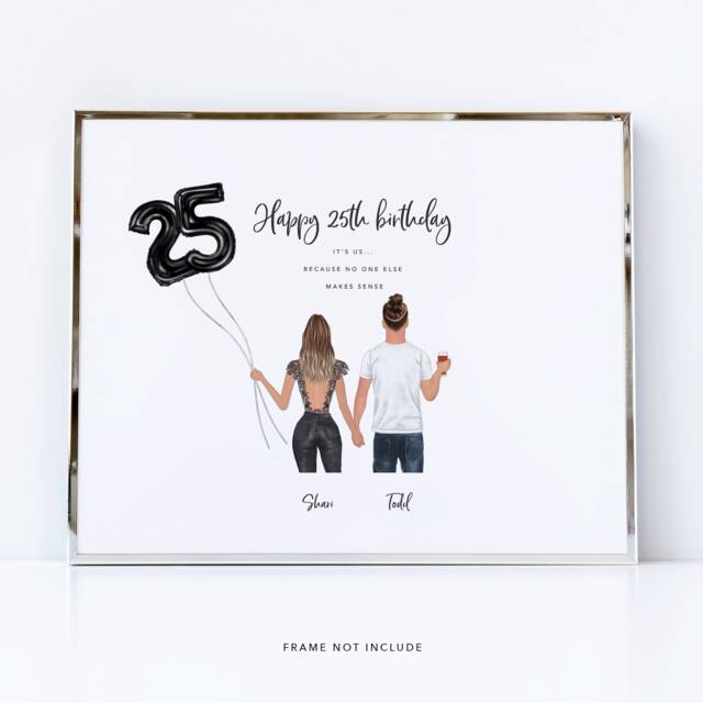 25Th Birthday Gift For Him, Ideas Boyfriend Printed Gift, Fiance Print, Husband Alternative Card - image 1