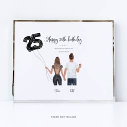 25Th Birthday Gift For Him, Ideas Boyfriend Printed Gift, Fiance Print, Husband Alternative Card - thumbnail 1