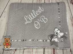 Personalised Embroidered Cable Knit Baby Blanket New Gift Christening Shower Birth Keepsake - thumbnail 1