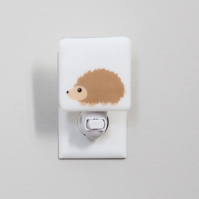 Hedgehog Fused Glass Nightlight - Nursery Baby Shower Gift Kids Gender Neutral Modern Animal Porcupine - image 1
