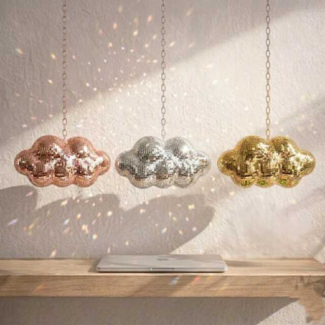Disco Cloud Mirror Ball Decor - Hanging Mosaic Sparkle Wall Art - image 1