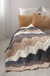 Chunky Hand Knit Blanket, Bohemian Bed Cover, Mother's Gift - thumbnail 1