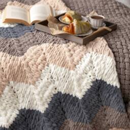 Chunky Hand Knit Blanket, Bohemian Bed Cover, Mother's Gift - thumbnail 2