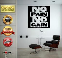No Pain Gain Lifting Weights Training Gym Athletics Body Building Physical Education Gymnasium Wall Vinyl Sticker Mural Room Decor L1799 - thumbnail 1