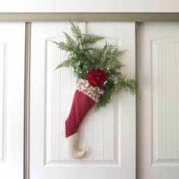 Pink Christmas Stocking With Floral Ruffle Cuff, Elf Toe Holiday Decor - thumbnail 4