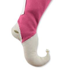 Pink Christmas Stocking With Floral Ruffle Cuff, Elf Toe Holiday Decor - thumbnail 3